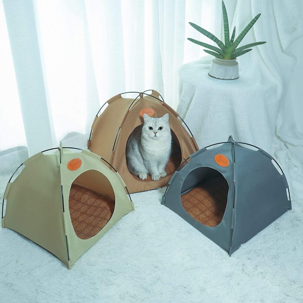 Purrfect canvas waterproof tent for cats' outdoor enjoyment