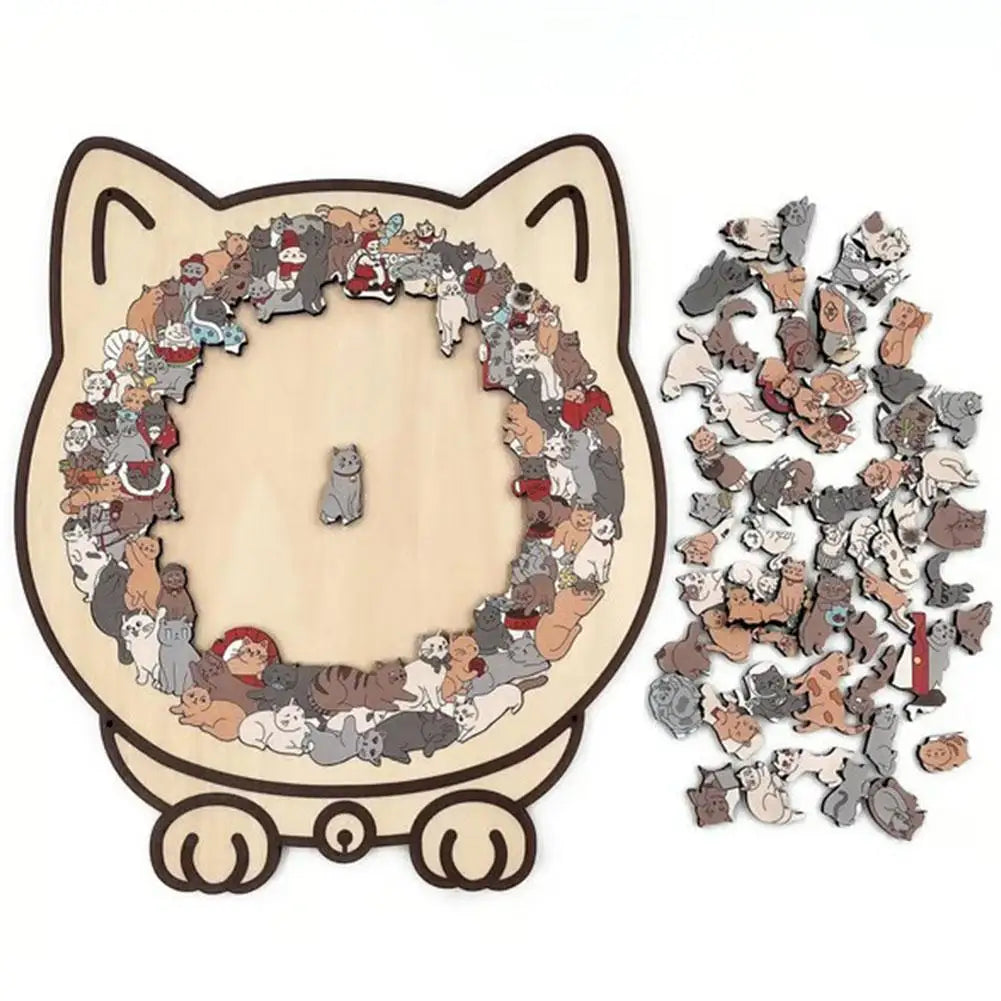 135pcs Cat-shaped Wooden Jigsaw Puzzle