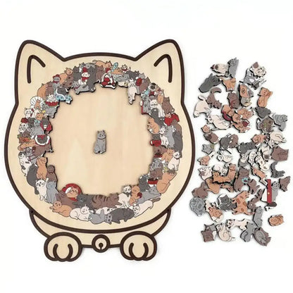 135pcs Cat-shaped Wooden Jigsaw Puzzle