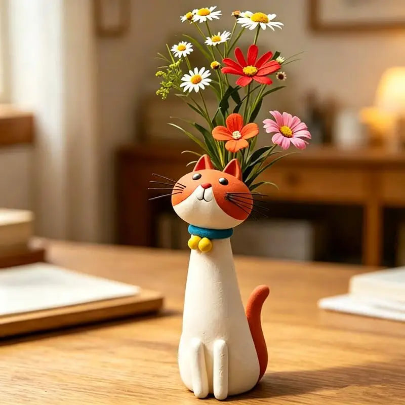 Long Necked Cat Flower Vases