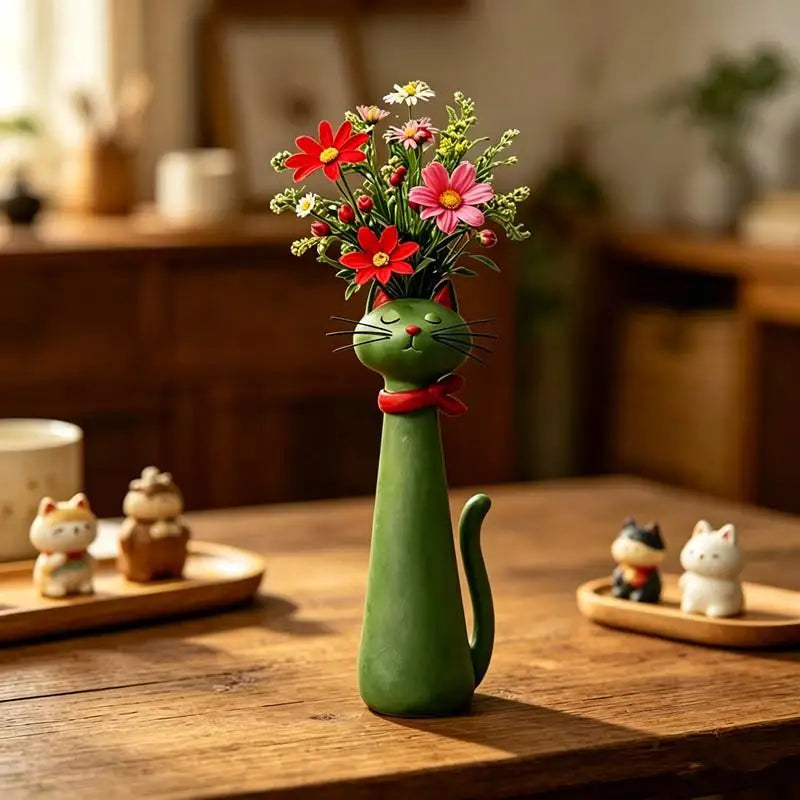 Long Necked Cat Flower Vases