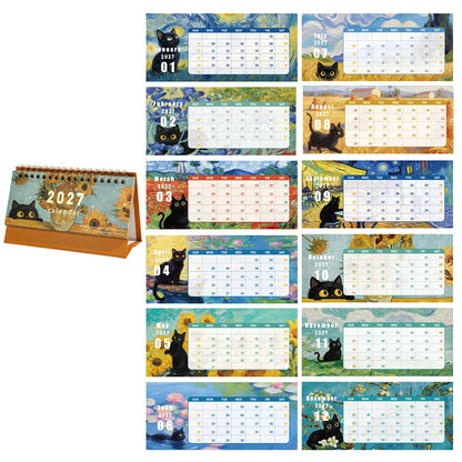 2027 Black Cat Desk Calendar