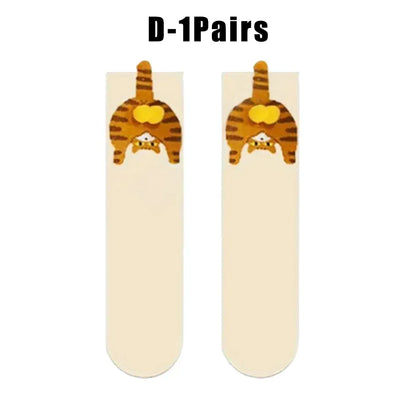 Funny Cat Socks with Fuzzy Balls