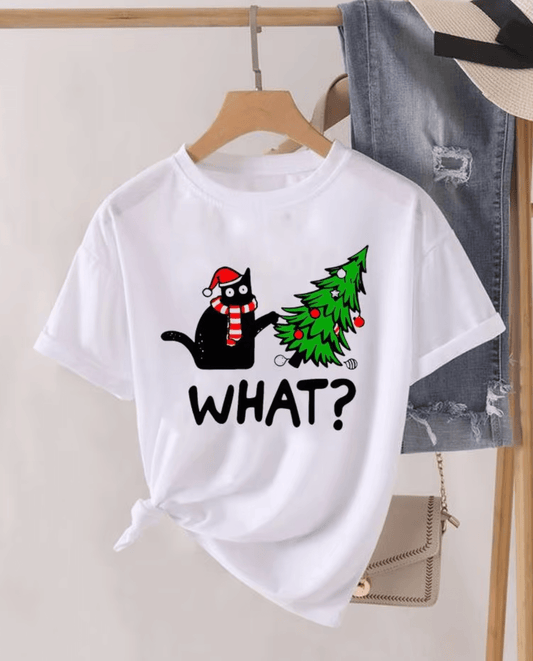 Cat Christmas Tshirts for Women