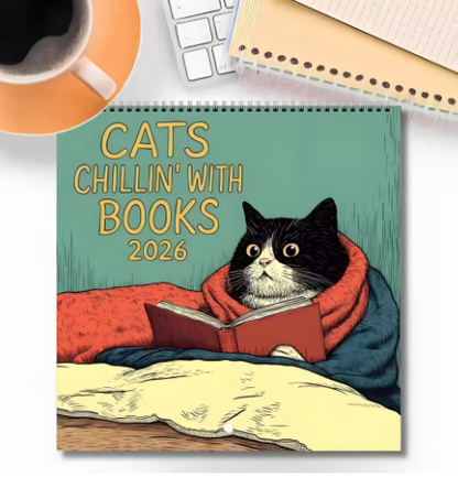 Cats Chillin' with Coffee and Books 2027 Calendar