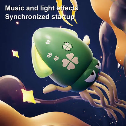 Animated character with clover patterns on a dark background for cats 