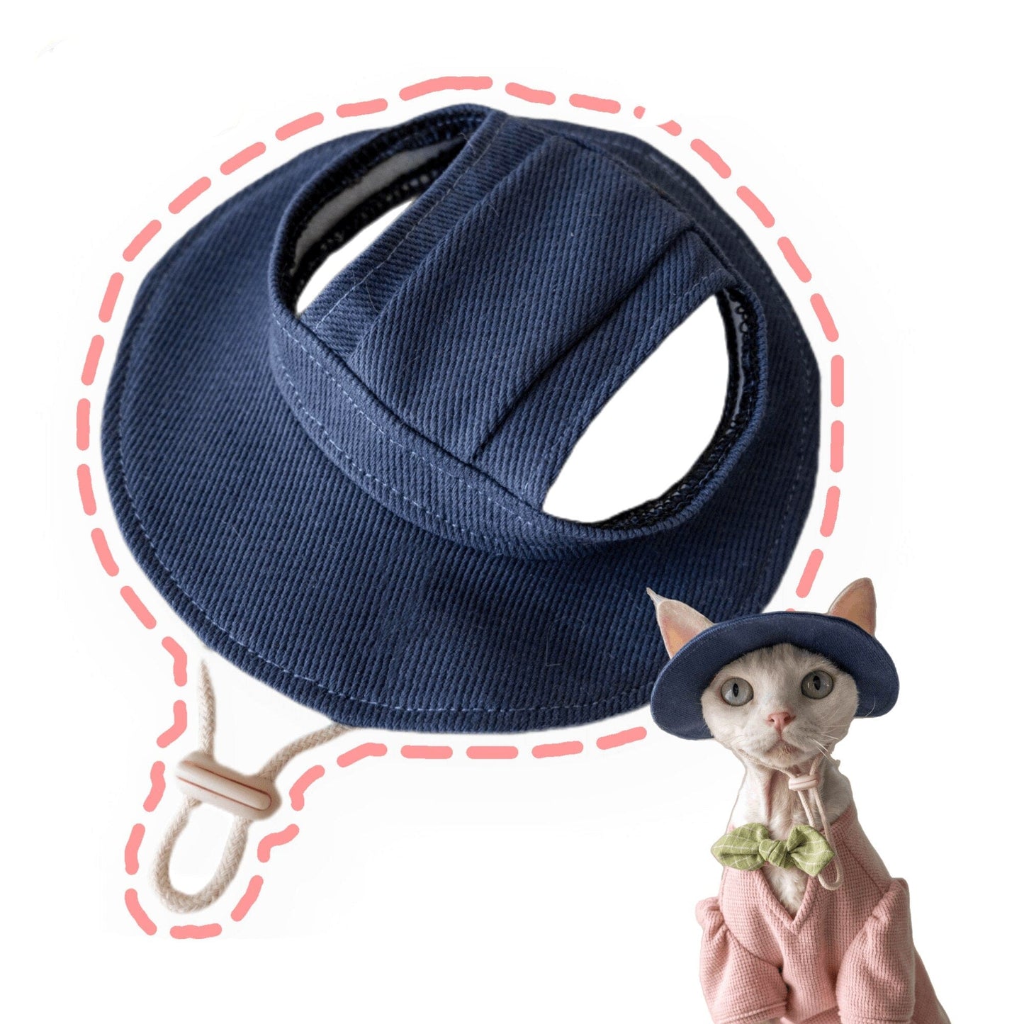 Sunscreen cat hat with adjustable strap for journeys