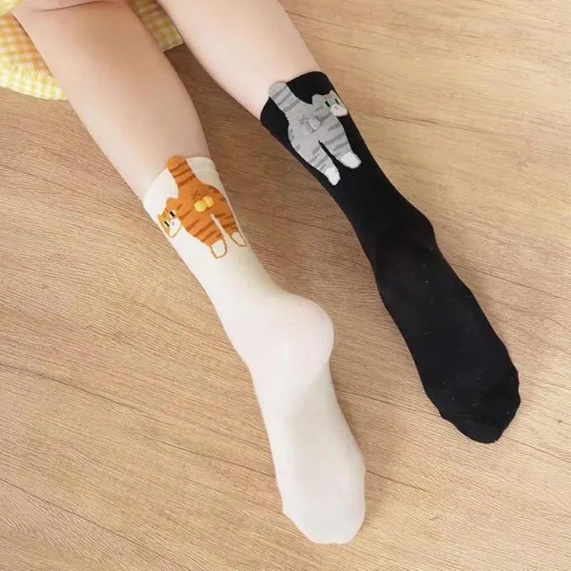 Funny Cat Socks with Fuzzy Balls