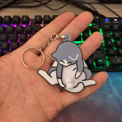 Cute Pull Play Cat Keychain