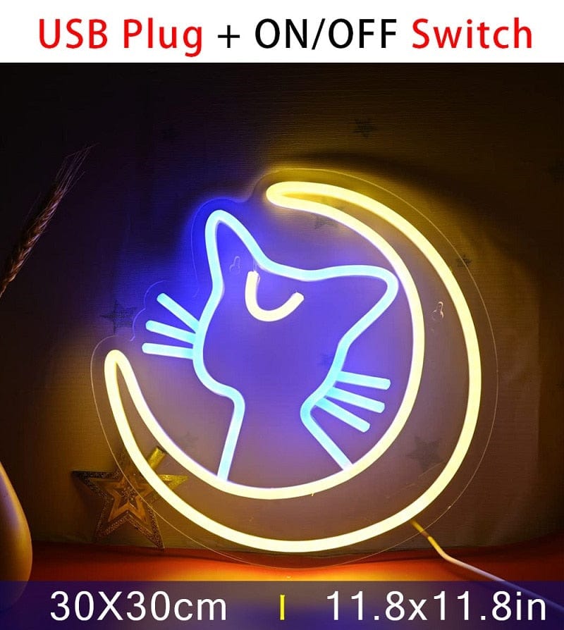 Cat-shaped neon LED lamp collection