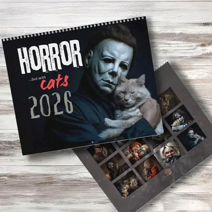 Hangable Scary Horror Cat Themed 2026 Calendar