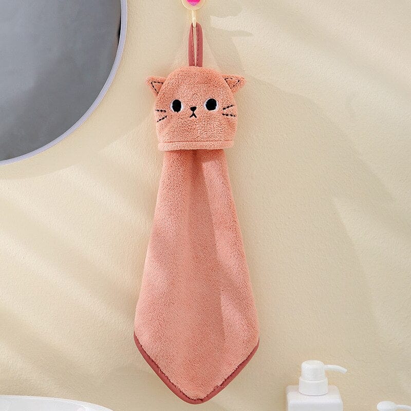 High-quality cat face bathroom hand towel
