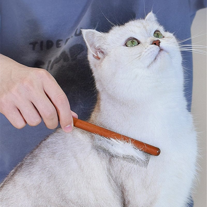 Cat grooming comb in wood material