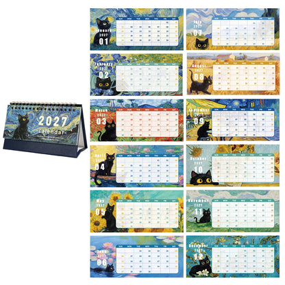 2027 Black Cat Desk Calendar