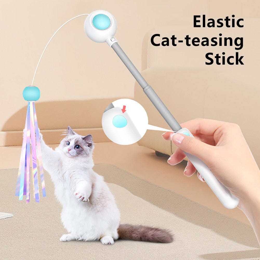 Feather cat teaser toy with convenient retractable mechanism