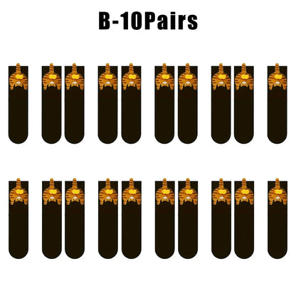 Funny Cat Socks with Fuzzy Balls