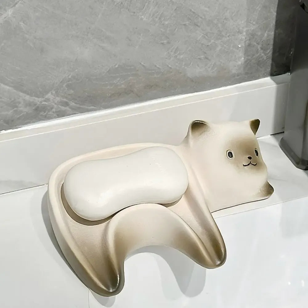 Creative Ceramic Cat Soap Box