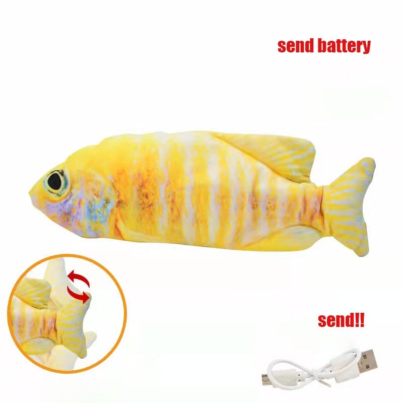 Stimulating electric fish petting toy for cats' curiosity