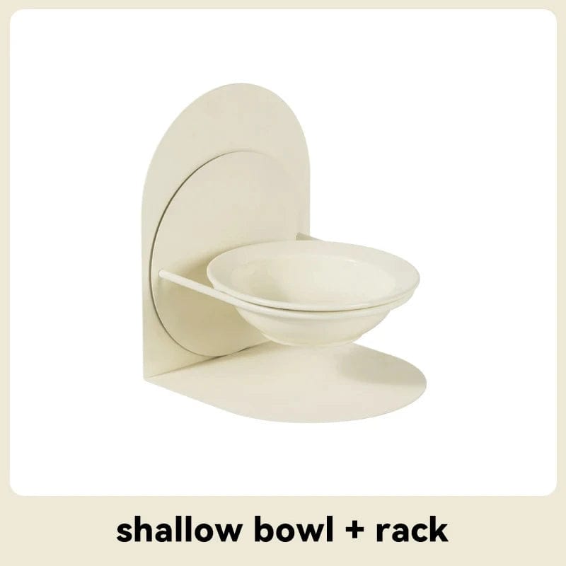 Shallow Cat Bowl with Stand – Ivory