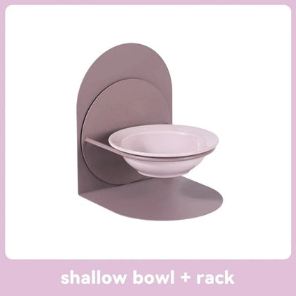 Shallow Cat Bowl with Stand – Pink