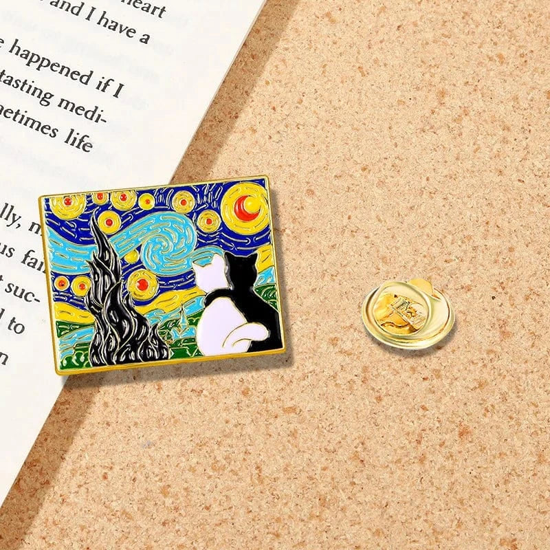 Stylish Cat Accessories with Oil Painting Artwork for Fashion Enthusiast