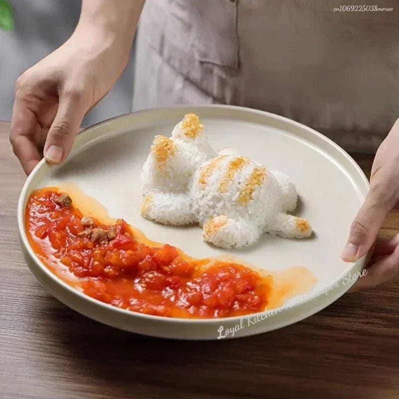 Using Cat Sushi Mold – Shaping Rice on Plate
