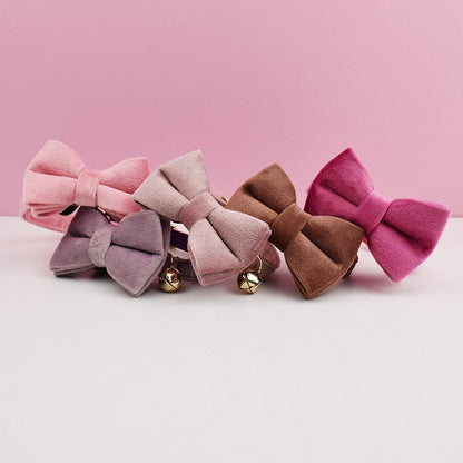 Customized cat collar with soft velvet and bow