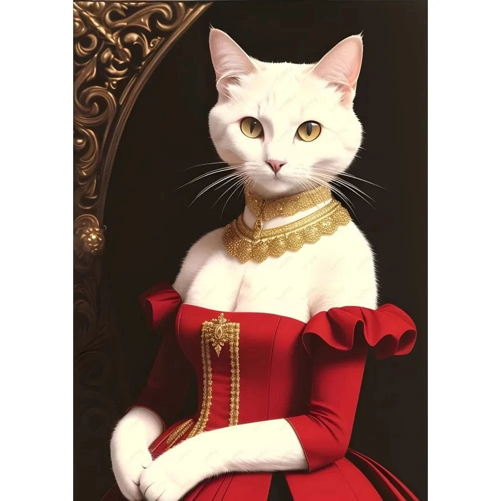 Whimsical royal cat posters for living room walls
