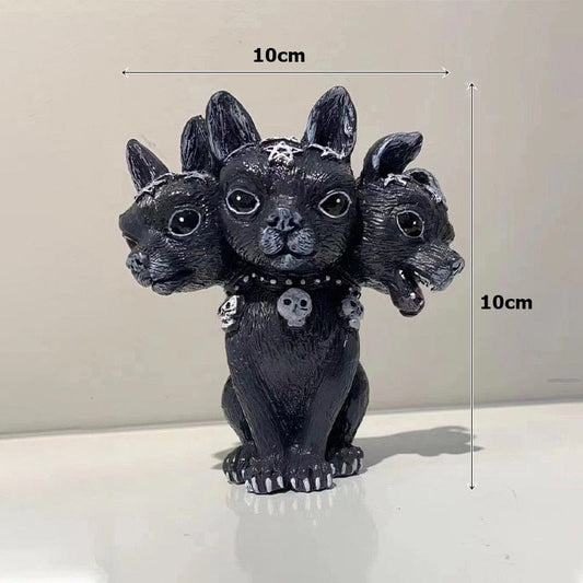Winged Witch Cat Resin Garden Gnome – Hand-Painted Ornament