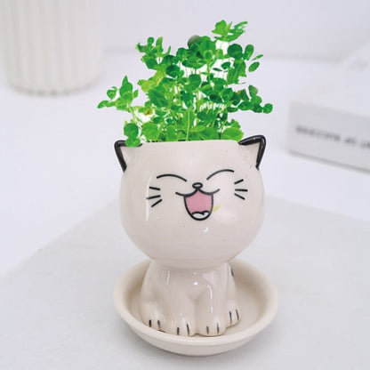 Charming planters with ceramic mini head motifs