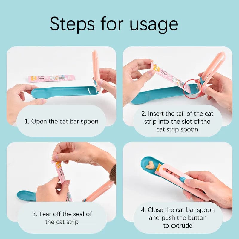 cat stick wet treat dispenser with silicone spoon

