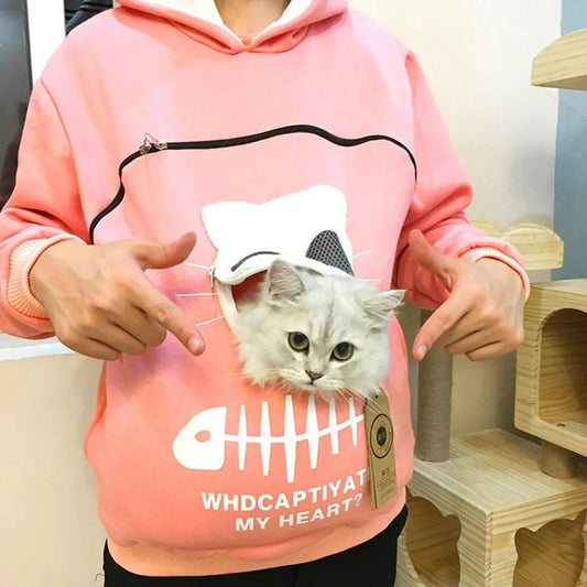 cozy kangaroo pouch hoodie for cat lovers