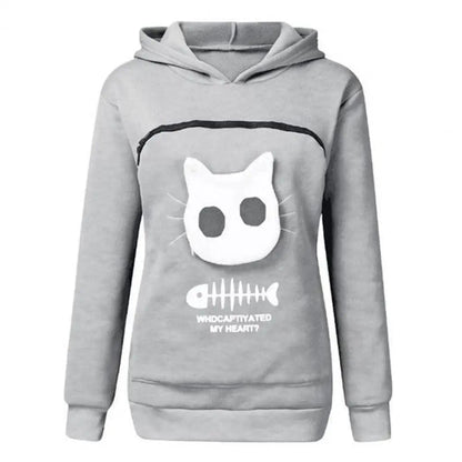 fleece hoodie with cat pouch for small pets

