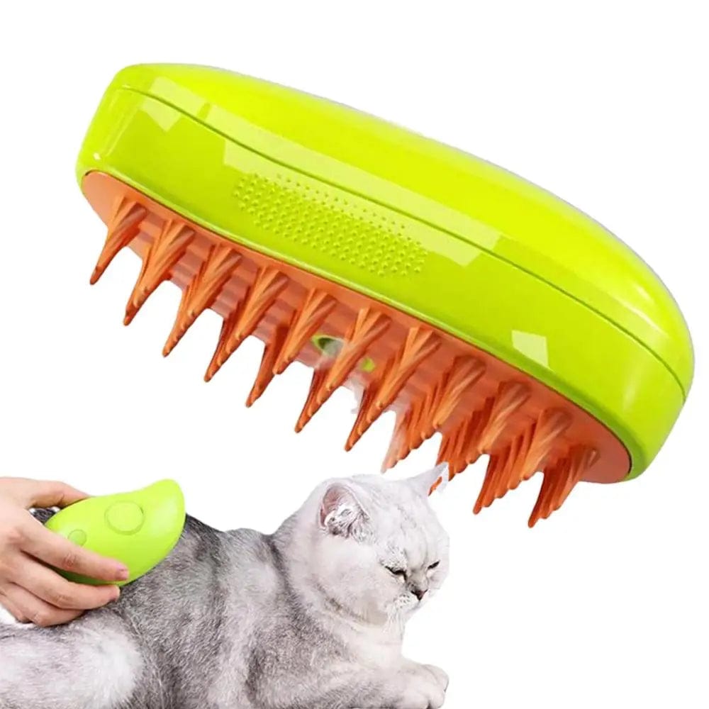 how to use steamy electric cat grooming brush at home

