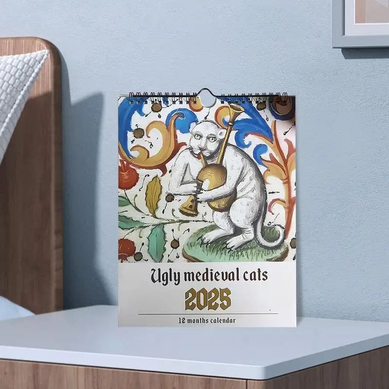 quirky medieval cat calendar 2025 for home and office