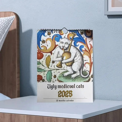 quirky medieval cat calendar 2025 for home and office