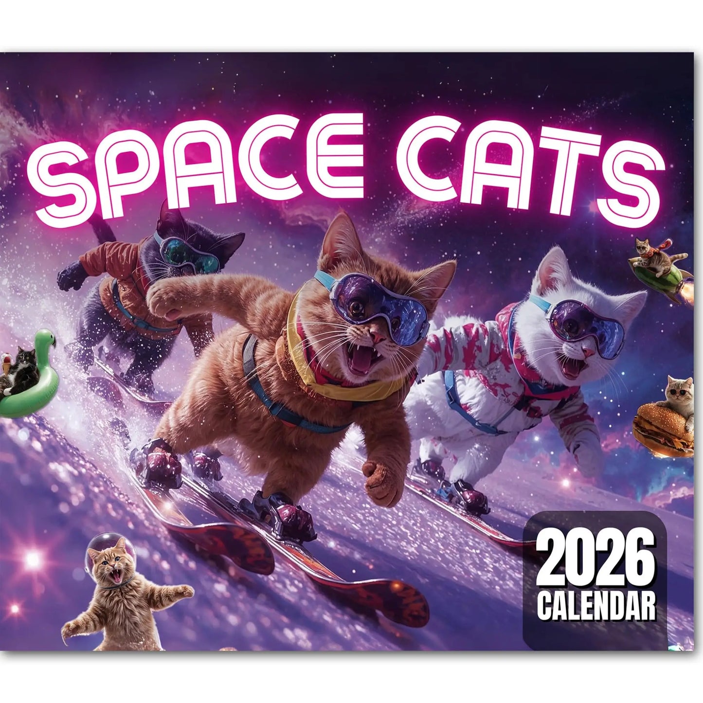2026 calendar cover with space cats theme