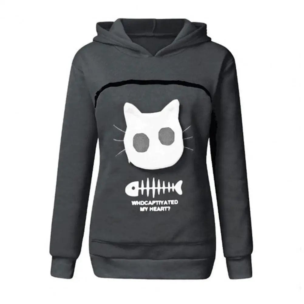 stylish cat cuddle hoodie with pouch

