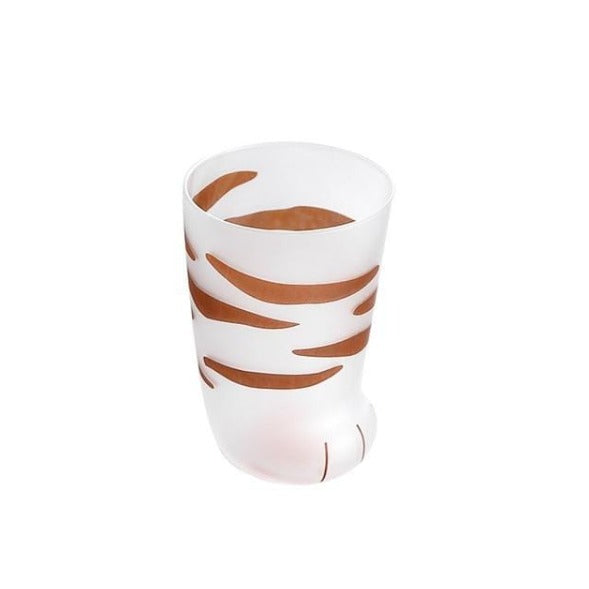 300ML Handpainted Milky Cat Paw Glasses In Brown and White