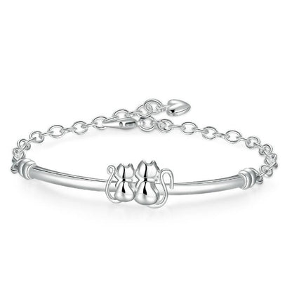 925 Sterling Silver Cat Paw Bracelet – Front Product View