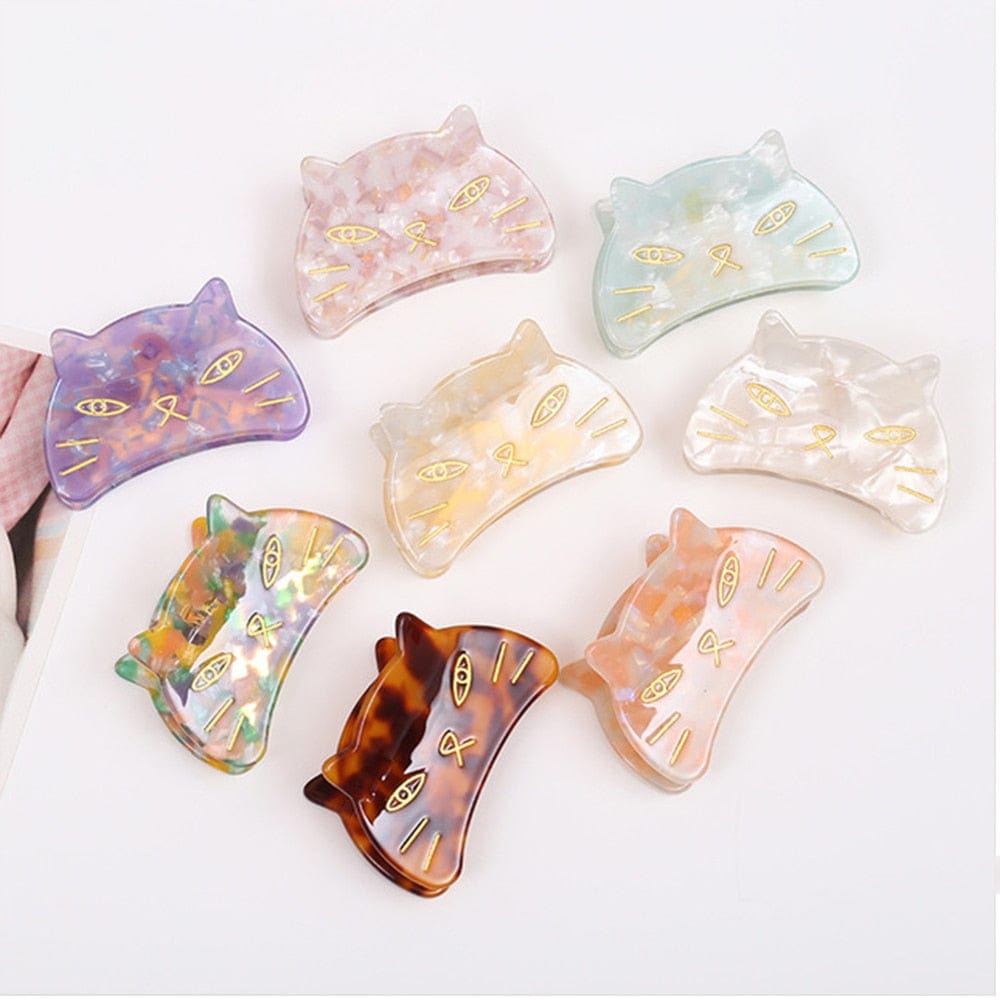Acrylic Cat Claw Hair Clip Multi Color Set Display