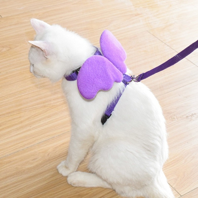 Angel wings cat harness and leash set Angel Wings Pet Harness and Leash Set for Cats Puppy Rabbit Cute Cat Harnesses Kitten Accessories artículos para mascotas Lead