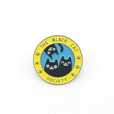 Bat Cat Positive Pin – Yellow Circle Enamel Badge