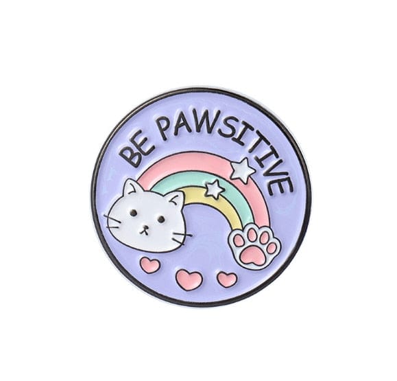Be Pawsitive Cat Enamel Pin – Colorful Inspirational Brooch