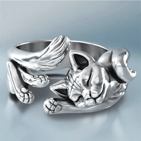 Cat Ring,  Silver Cute Adjustable Paws Finger Rings  Fashion Lovely Cat Ring For Women Open Finger Ring Female Gift Jewelry
