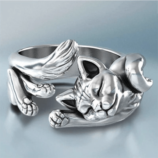 Cat Ring,  Silver Cute Adjustable Paws Finger Rings  Fashion Lovely Cat Ring For Women Open Finger Ring Female Gift Jewelry