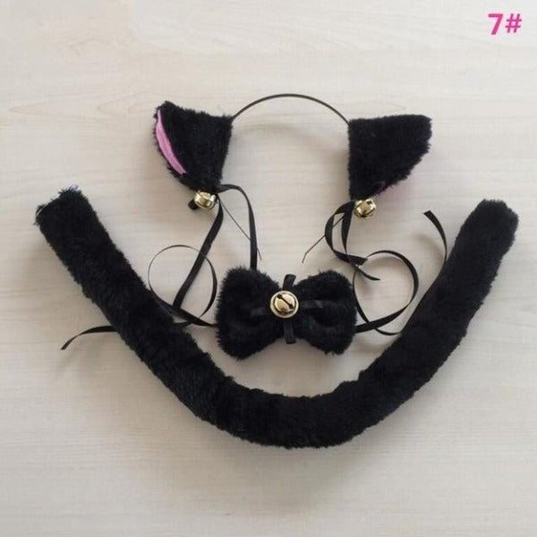 Black Cat Bow Headband & Tail