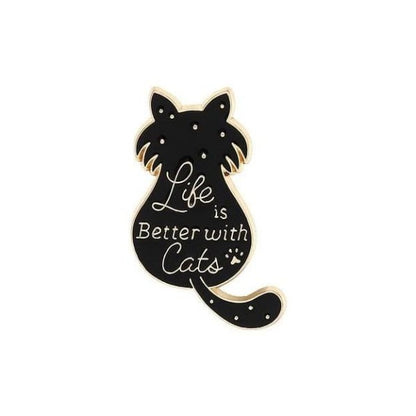 Black Cat Enamel Brooch – Glossy Finish Close-Up