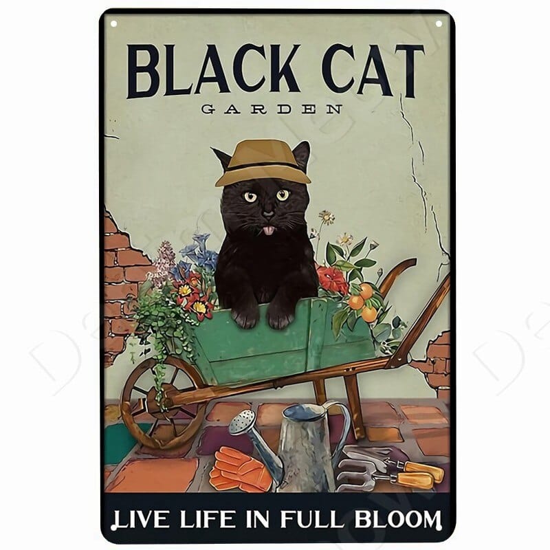 Black Cat Life is Better with a Cat Vintage Wall Sign