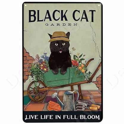 Black Cat Life is Better with a Cat Vintage Wall Sign